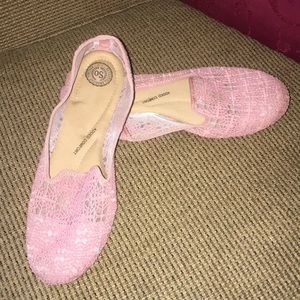 Pink lace flats, Only worn once for a baby shower!